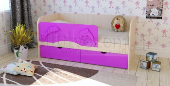 Друзья Кровать детская 2 ящика 1.6 Фиолетовый глянец в Кодинске - kodinsk.mebel54.com | фото