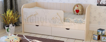Друзья Кровать детская 2 ящика 1.6 Ваниль глянец в Кодинске - kodinsk.mebel54.com | фото