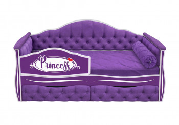 Кровать 160 серии Иллюзия 2 ящика 32 Фиолетовый (мягкие боковые накладки/подушка валик) в Кодинске - kodinsk.mebel54.com | фото