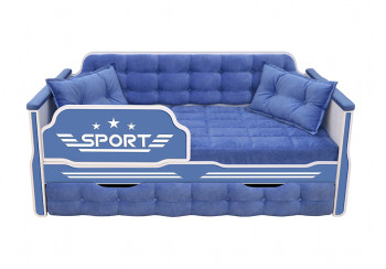Кровать 180 серии Спорт 1 ящик 85 Синий (подушки) в Кодинске - kodinsk.mebel54.com | фото