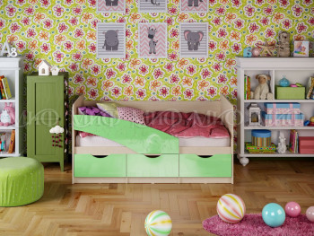 Кровать Бабочки 2,0м (Салатовый металлик) в Кодинске - kodinsk.mebel54.com | фото
