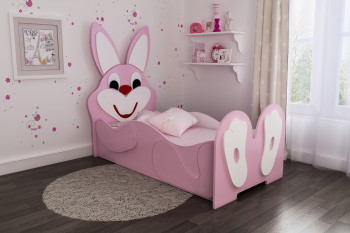 Кровать детская Зайка 1.6 Розовый/Белый в Кодинске - kodinsk.mebel54.com | фото