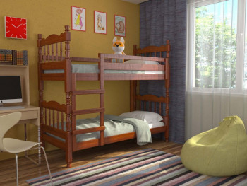 Кровать двухъярусная Соня из массива сосны 800*1890 Орех в Кодинске - kodinsk.mebel54.com | фото