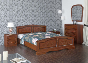 Кровать Елена из массива сосны 800*2000 Орех в Кодинске - kodinsk.mebel54.com | фото