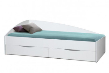 Кровать одинарная "Фея - 3" (асимметричная) (2000х900) New/(белый / белый / ДВПО белый) в Кодинске - kodinsk.mebel54.com | фото