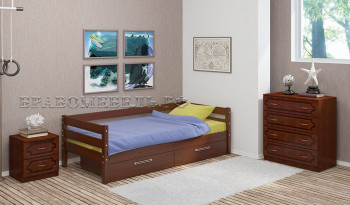Кровать одинарная ГЛОРИЯ из массива сосны  900*2000 (Орех) в Кодинске - kodinsk.mebel54.com | фото
