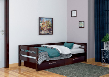Кровать одинарная ГЛОРИЯ из массива сосны  900*2000 (Орех Тёмный) в Кодинске - kodinsk.mebel54.com | фото