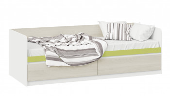 Кровать «Сканди» с 2 ящиками Дуб Гарден/Белый/Зеленый в Кодинске - kodinsk.mebel54.com | фото
