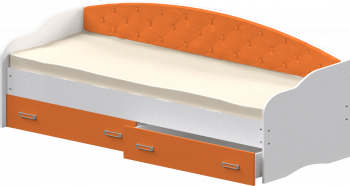 Кровать Софа-7 с мягкой спинкой (800х2000) Белый/Оранжевый в Кодинске - kodinsk.mebel54.com | фото