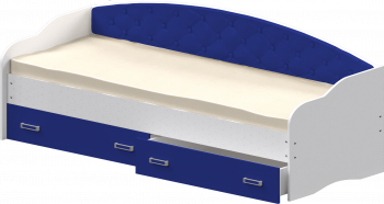 Кровать Софа-8 с мягкой спинкой (900х2000) Белый/Синий в Кодинске - kodinsk.mebel54.com | фото