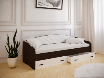 Кровать Софа-8 с мягкой спинкой (900х2000) Венге/ Белый в Кодинске - kodinsk.mebel54.com | фото