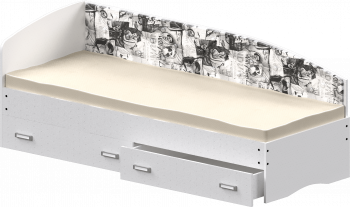 Кровать Софа-9 с мягкой спинкой с рисунком Милана (900х1900) Белый в Кодинске - kodinsk.mebel54.com | фото