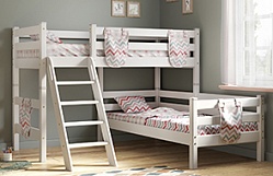 Кровать Соня вариант 8 угловая с наклонной лестницей Белый полупрозрачный в Кодинске - kodinsk.mebel54.com | фото