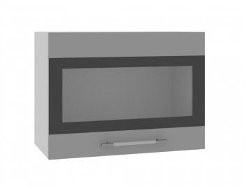 Норд ШВГС 600 Шкаф верхний горизонтальный со стеклом (Софт черный/корпус Белый) в Кодинске - kodinsk.mebel54.com | фото
