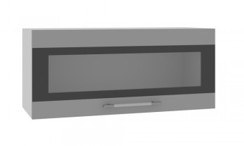 Норд ШВГС 800 Шкаф верхний горизонтальный со стеклом (Софт черный/корпус Белый) в Кодинске - kodinsk.mebel54.com | фото