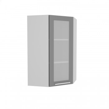 Норд ШВУС 600Н Шкаф верхний угловой (премьер) высокий (Софт черный/корпус Белый) в Кодинске - kodinsk.mebel54.com | фото