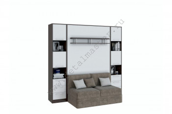 Шкаф-кровать с диваном БЕЛА с полкой ножкой в Кодинске - kodinsk.mebel54.com | фото