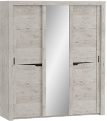 Шкаф трехдверный Соренто с раздвижными дверями Дуб бонифаций/Кофе структурный матовый в Кодинске - kodinsk.mebel54.com | фото