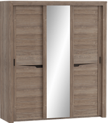 Шкаф трехдверный Соренто с раздвижными дверями Дуб стирлинг/Кофе структурный матовый в Кодинске - kodinsk.mebel54.com | фото