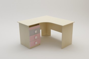 Стол угловой Грэйси (Розовый/Серый/корпус Клен) в Кодинске - kodinsk.mebel54.com | фото