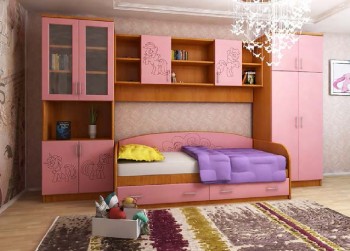 Детская Веселый пони Комплект мебели (Вишня оксфорд/Розовый) в Кодинске - kodinsk.mebel54.com | фото